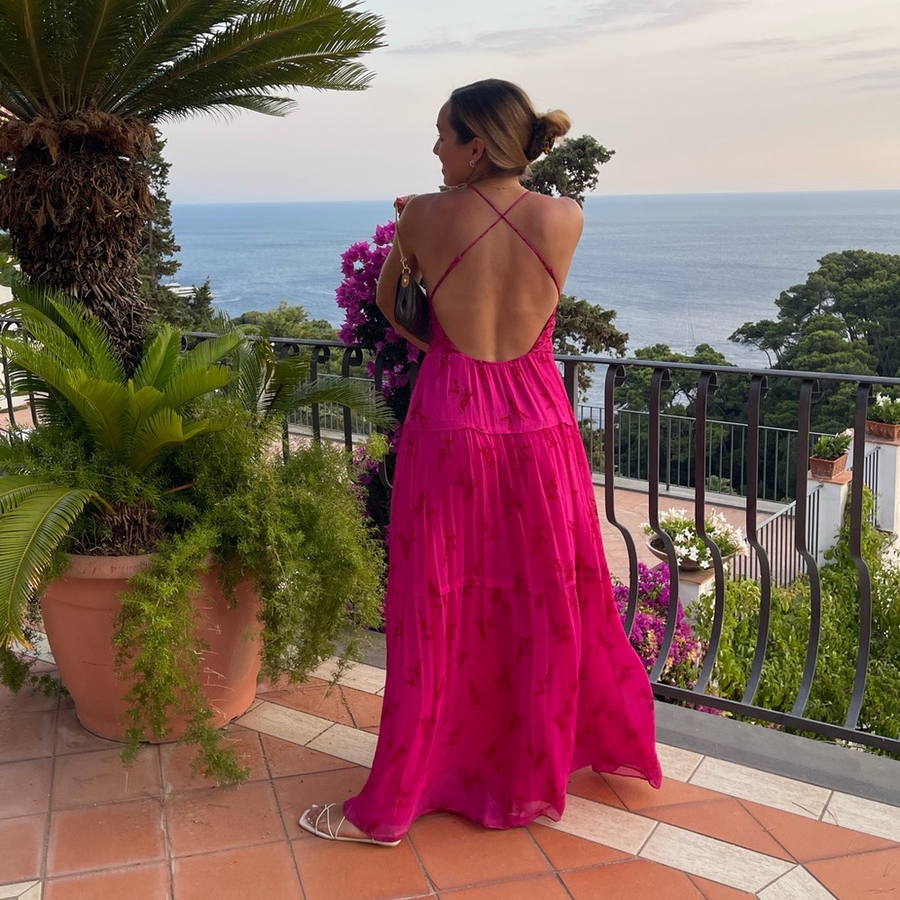 Ba&Sh Pink Low Back Maxi Dress